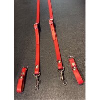R&amp;Co Leather Skinhead Braces Red