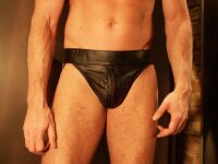 R&amp;Co Jockstrap with Front Zip Perforated Leather