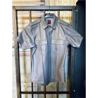 R&amp;Co Short Sleeve Police Shirt Jeans Leather Grey